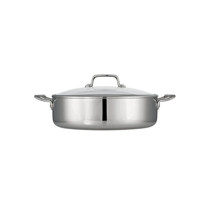 Tramontina Tri-Ply Clad Stainless Steel 6-Quart Braiser Pan with Glass Lid, Induction-Ready, Dishwasher-Safe, NSF-Certified