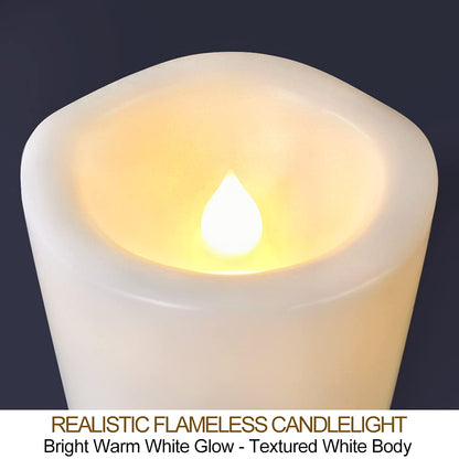 HOME MOST Pack of 2 White 4x6 LED Pillar Candles Outdoor IP65 Waterproof - Large Pillar Candles Battery Powered with Timer and Remote - Battery Operated Unscented Outdoor Flameless Candles Flickering