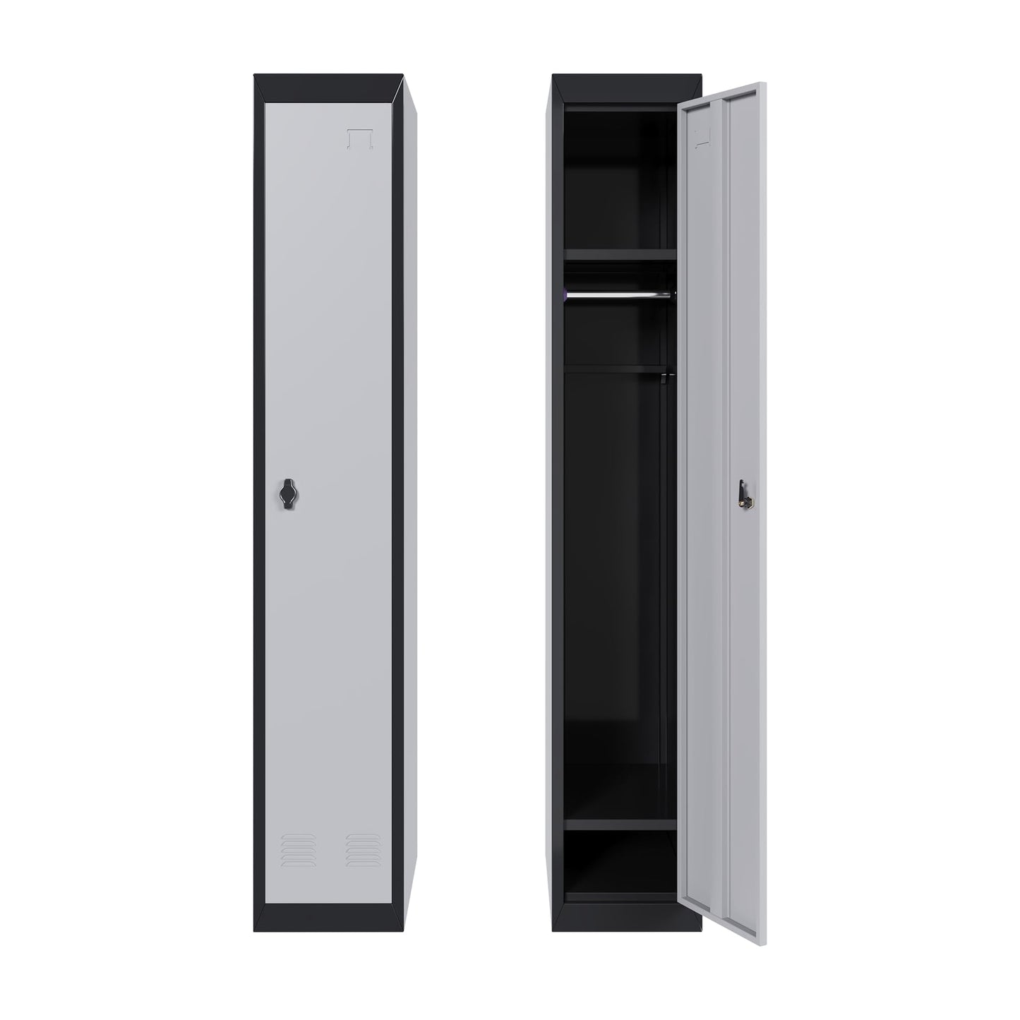 GAOMON Metal Locker, Metal Storage Locker with Shelves and Doors, Perfect for Employees and Students, Ideal for Offices, Schools, Gyms, Homes, and Garages, Assembly Required, Grey & Black