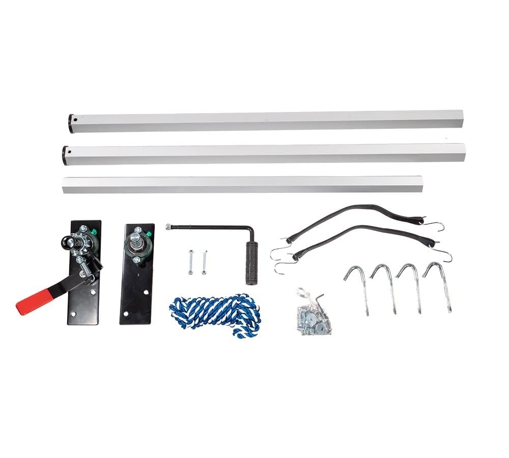 Mytee Products Manual Cab Level Hand Crank Tarp Roller Kit for Dump Trucks Trash Hauler with 7' x 18' PVC Mesh Tarp Double Pocket