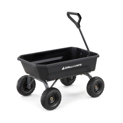Gorilla Carts Heavy-Duty Dump Cart, Patented Quick-Release Dumping, Steel Frame, 600 lb Capacity, No-Flat 10-Inch Tires, Utility Wagon for Garden, Yard, Beach