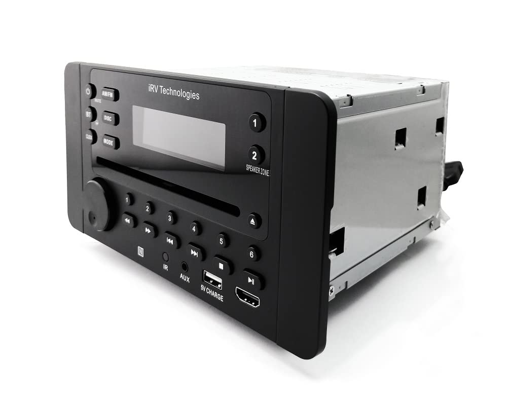 iRV62 2 Zones Wall Mount RV Stereo - 4-Speaker Output, DVD/CD/MP4 Player, HDMI ARC & CEC, NFC Bluetooth, App Control, Digital Surround Sound Entertainment Hub for Trailers
