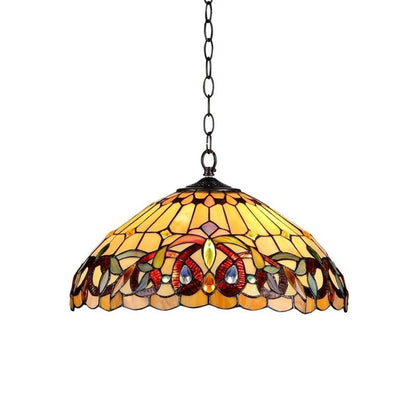Chloe Lighting 2 Light Pendant, Victorian Tiffany-Style, Dark Bronze, 16in Wide, Multicolor, Model CH33353VR16-DH2
