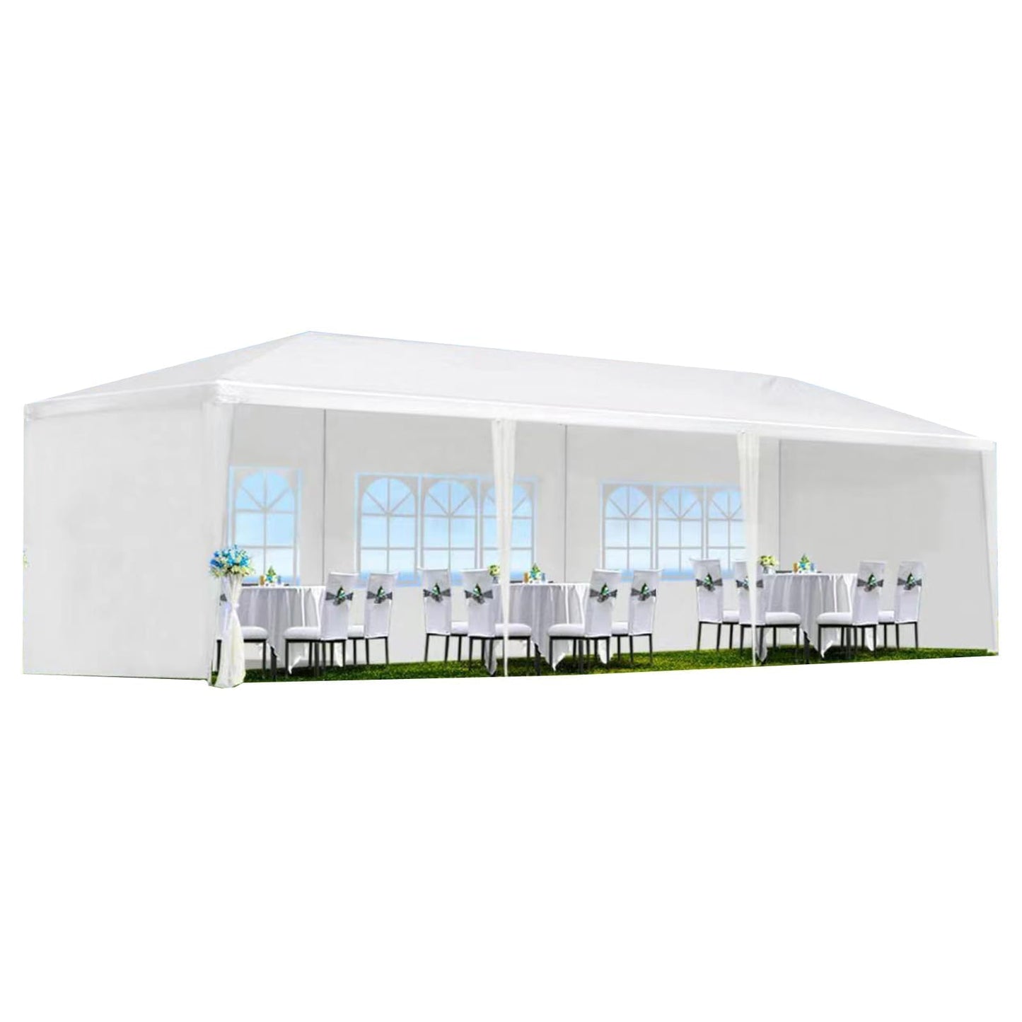 Garvee 10'x30' Party Tent, Outdoor Wedding Canopy Tent with 5 Removable Sidewalls, Waterproof Heavy Duty Gazebo Shelter for Parties BBQ Events Garden Backyard Patio, White