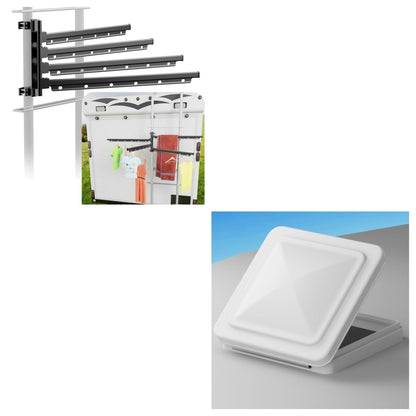 Safoner RV Clothes Drying Rack + Aluminum RV Vent Cover Replacement 14''x14''