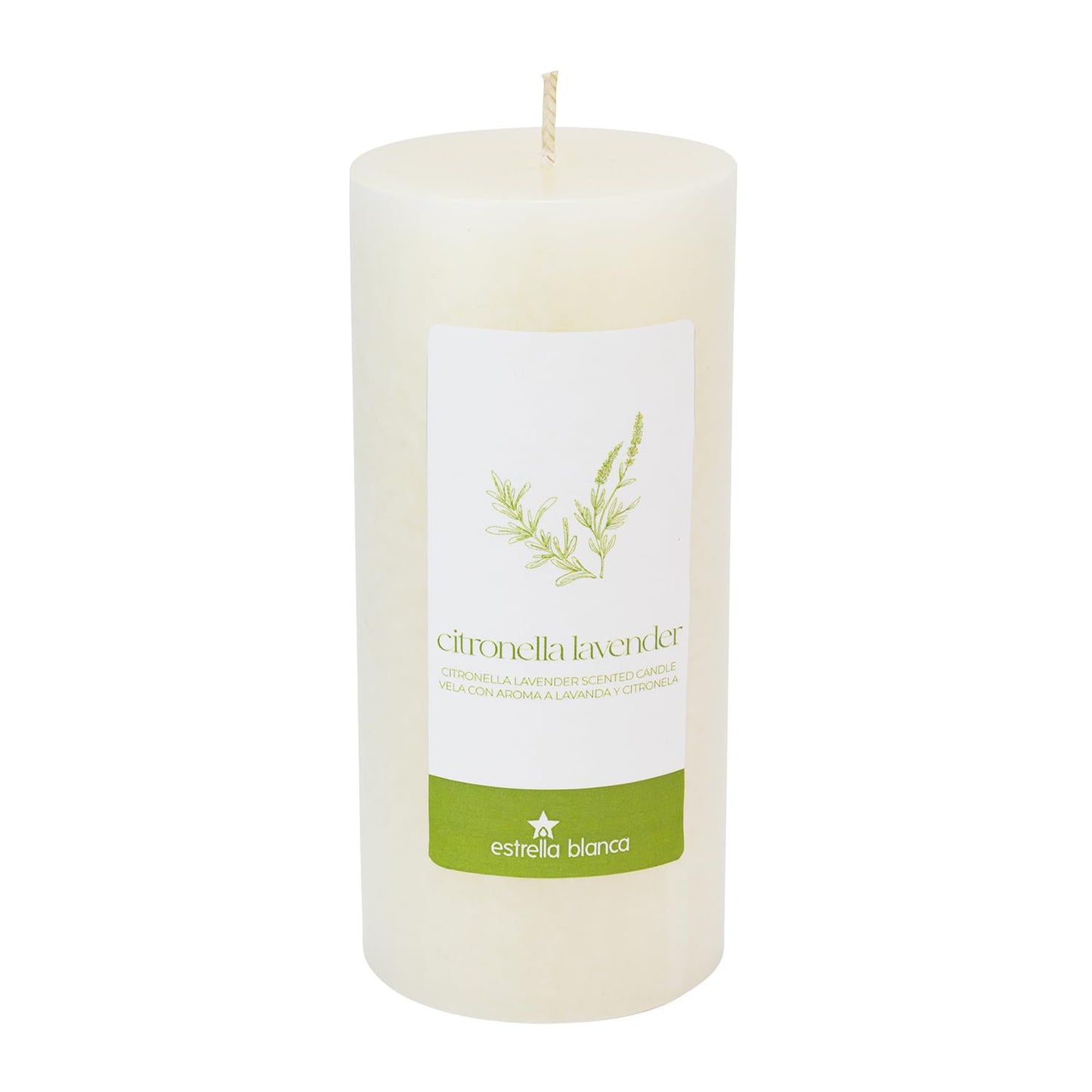 Estrella Blanca Citronella Lavender Candles - Citronella Scented Pillar Candle Ivory - 3x6 inch - 3 Pack - Long Lasting Burn Outside Candles for Garden Yard Balcony, Summer Camping