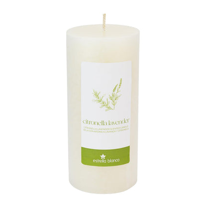 Estrella Blanca Citronella Lavender Candles - Citronella Scented Pillar Candle Ivory - 3x6 inch - 3 Pack - Long Lasting Burn Outside Candles for Garden Yard Balcony, Summer Camping