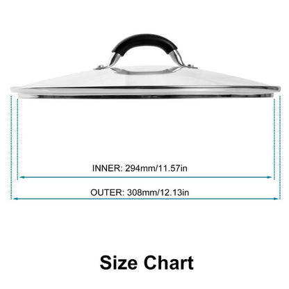 12 Inch Tempered Glass Lid for Lodge 12" Cast Iron Skillets & 7QT Dutch Ovens - Pre-Assembled Riveted Handle with Heat-Resistant Silicone Cover,Steam Vent Hole Design