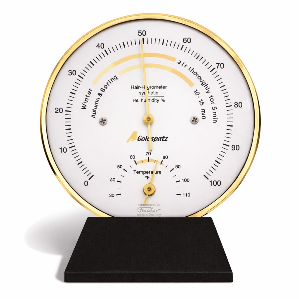 Goldspatz Living Climate Hygrometer with Thermometer °F (US Version), Ø 103 mm - Made in Germany