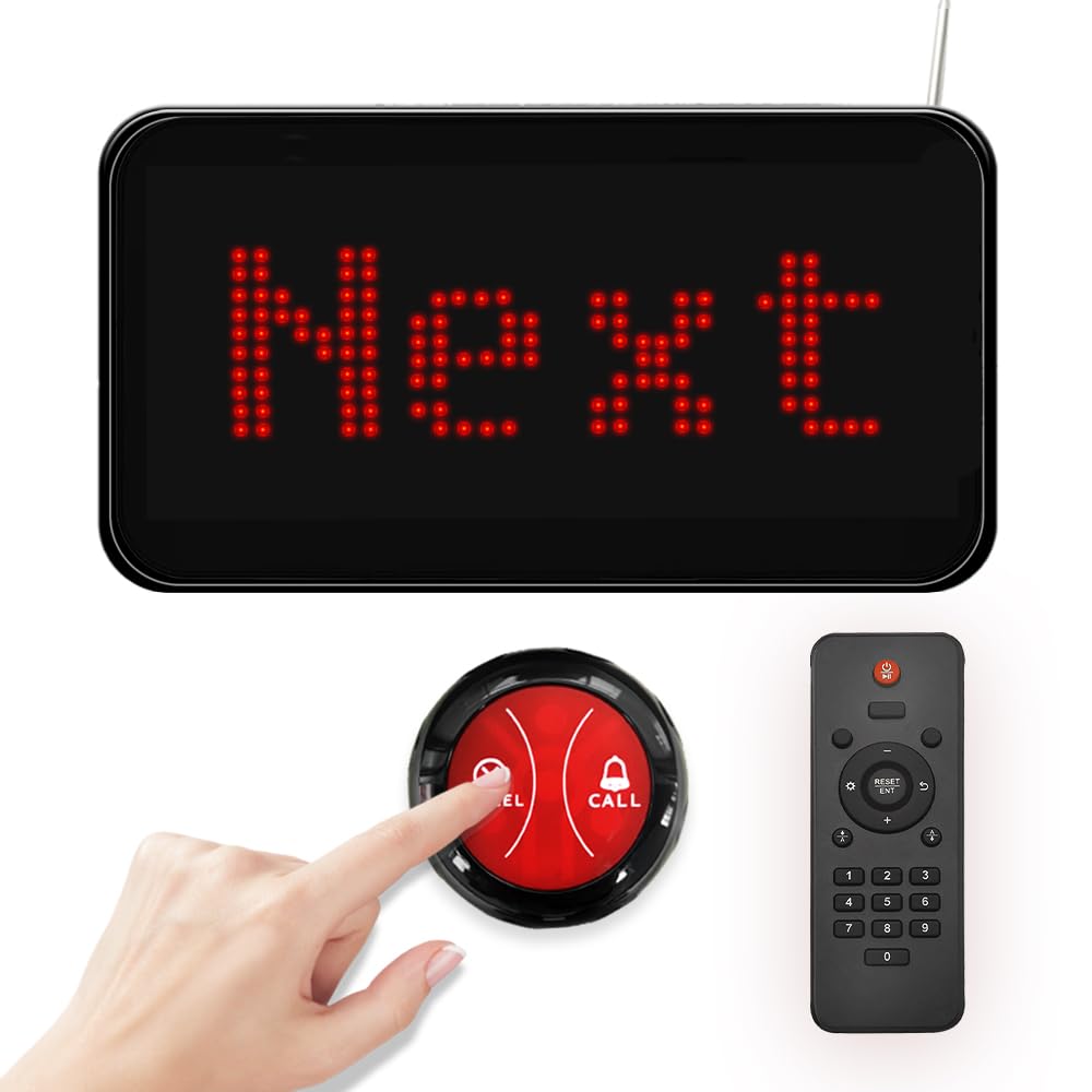 KOQICALL Take a Number System Wireless Queue Call System Call Next Customers for Restaurant Bank Doctor Room Supermarket Pet Hospital Office Interview (Q-Next+A2 1+1)
