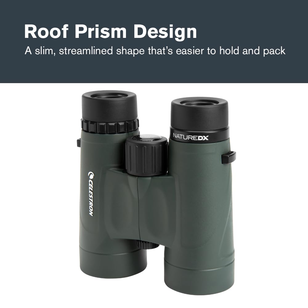 Celestron - Nature DX 10x42 Binoculars – Ideal for Birding and Outdoors – 42mm Objective Lenses – 5.8° Field of View – BaK-4 Prisms – Fully Multi-Coated – Waterproof and Fogproof