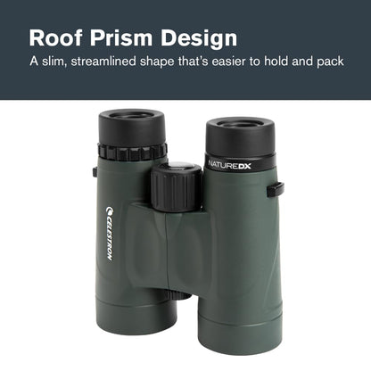 Celestron - Nature DX 10x42 Binoculars – Ideal for Birding and Outdoors – 42mm Objective Lenses – 5.8° Field of View – BaK-4 Prisms – Fully Multi-Coated – Waterproof and Fogproof