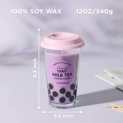 Boba Tea Candle,Taro Boba Tea Scented Candle,Bubble Candle,Valentines Day Brithday Funny Food Candles Gifts for Milk Tea Lovers,Taro 12oz