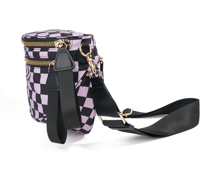 Spacious Checkered Nylon Crossbody Bag Bum Bag Checkered Handbags Wallets for Women