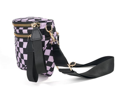 Spacious Checkered Nylon Crossbody Bag Bum Bag Checkered Handbags Wallets for Women