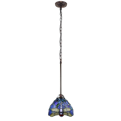 Chloe Lighting Mini-Pendant - Tiffany-Style Dragonfly, 1 Light, 8in Wide, Multicolor, Model CH3T524BD08-DP1