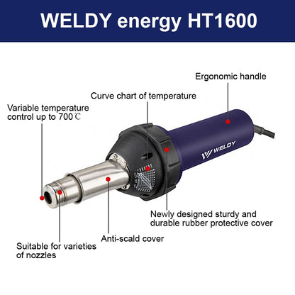 Weldy Professional 110V 1600W Hot Blast Torch Heat Welding Gun Welder Pistol Tool Hot Air Gun PVC Flooring Welding Tool Kit
