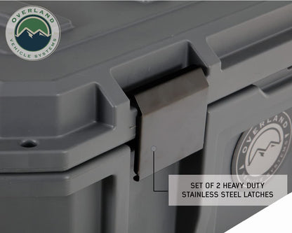 Overland Vehicle Systems 40100011 Dark Gray 95 QT Dry Box Storage with Drain and Bottle Opener | Waterproof Seal | Heavy-Duty Latches and Nylon Handles | Keeps Gear Safe, Dry and Organized