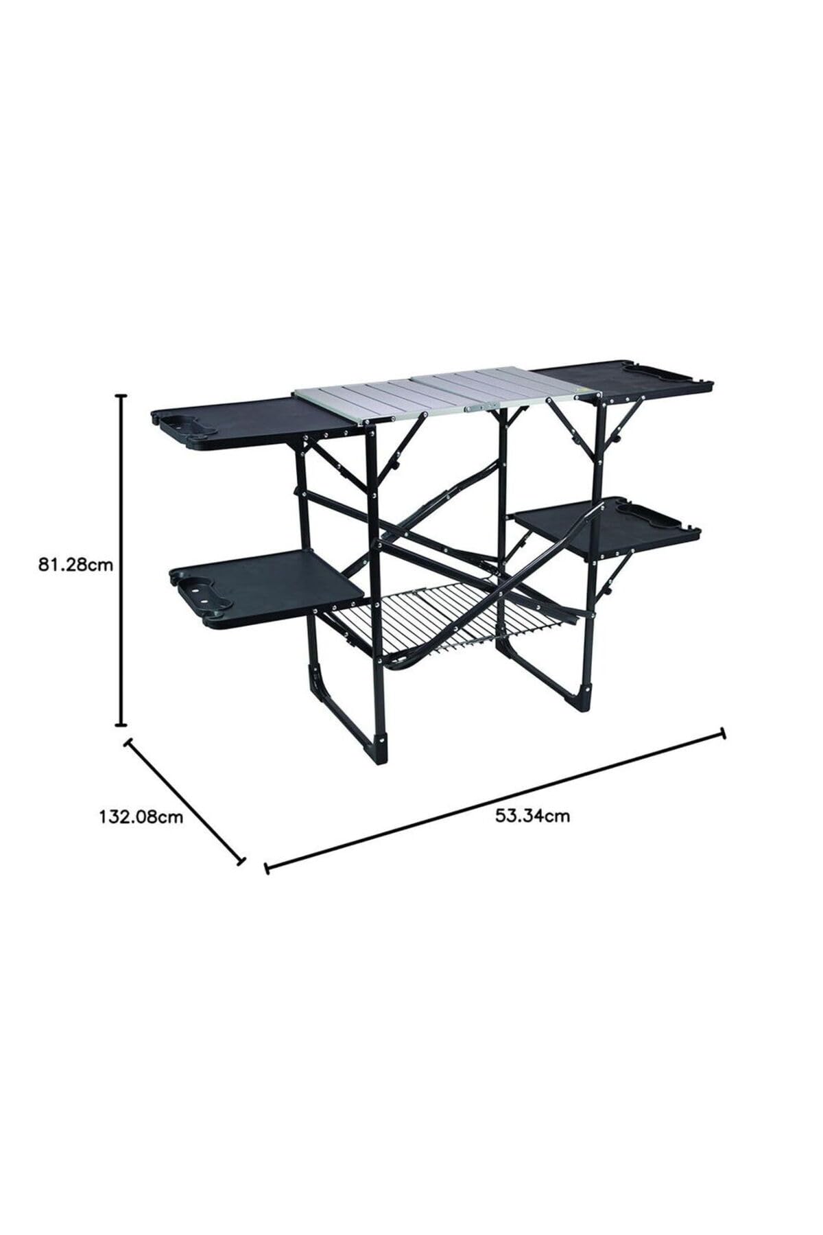 GCI OUTDOOR Slim-Fold Cook Station | Portable Folding Kitchen Table with a Heat Resistant Tabletop, 4 Side Tables & Storage Rack, Perfect for Picnics & Camping Trips