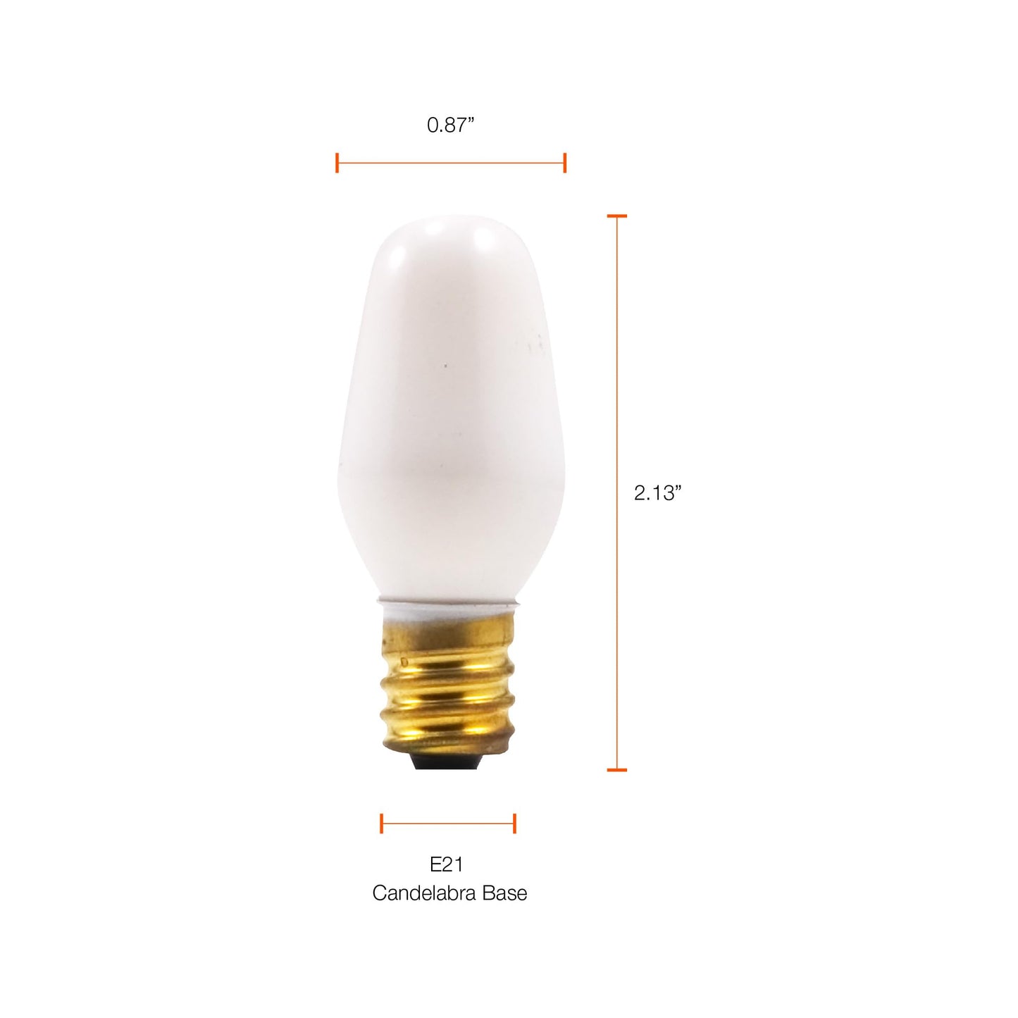 SYLVANIA Incandescent 7W C7 Nightlight Bulb, Dimmable, Candelabra Base, Frosted Finish, 2850K, Warm White - 4 Pack (13544)