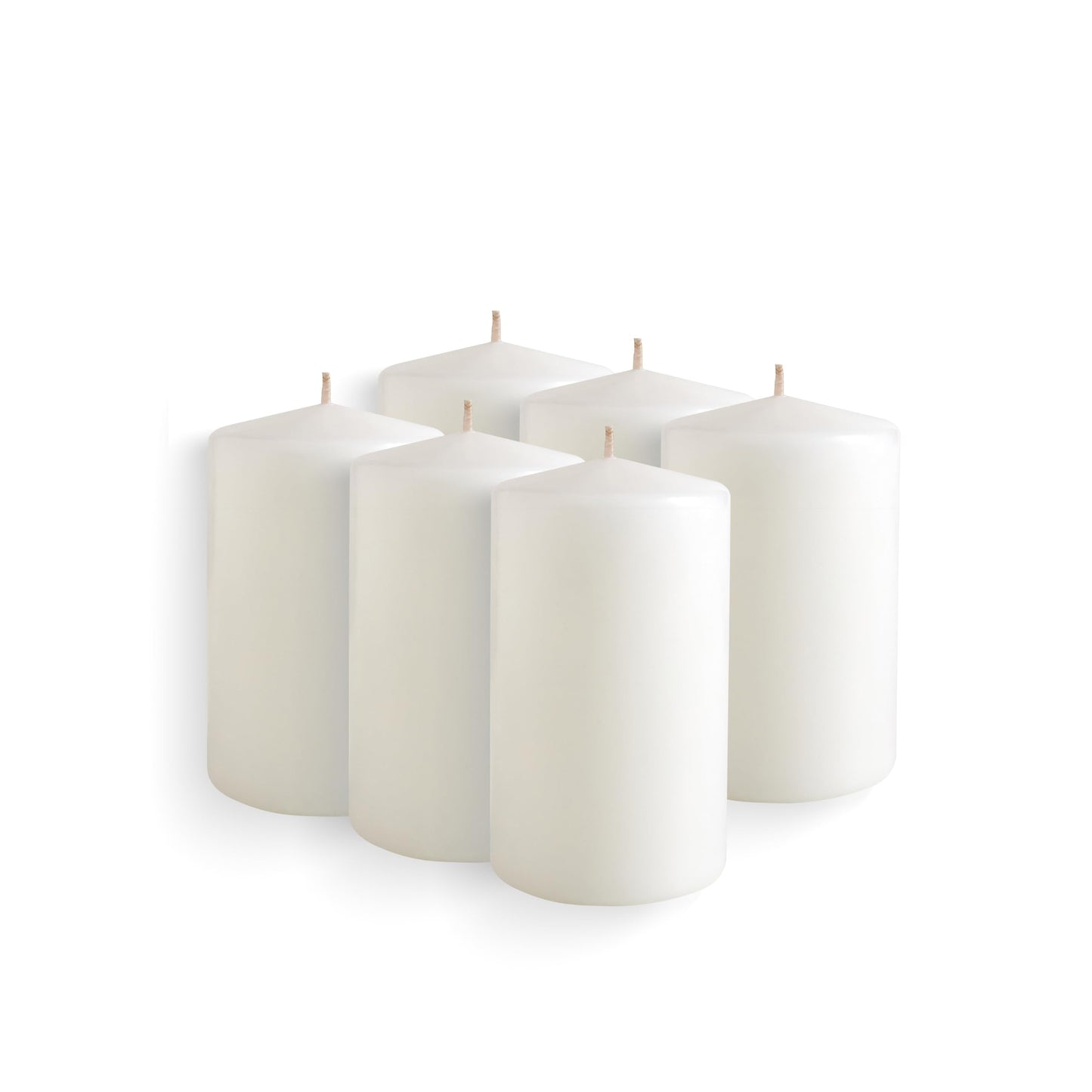 Becky Home 2.5x4 inch White Pillar Candles, White Candles, Set of 6 Pillar Candles Bulk 2.5x4, Emergency Candles, Wax, Unscented, Cone Tip Pillar
