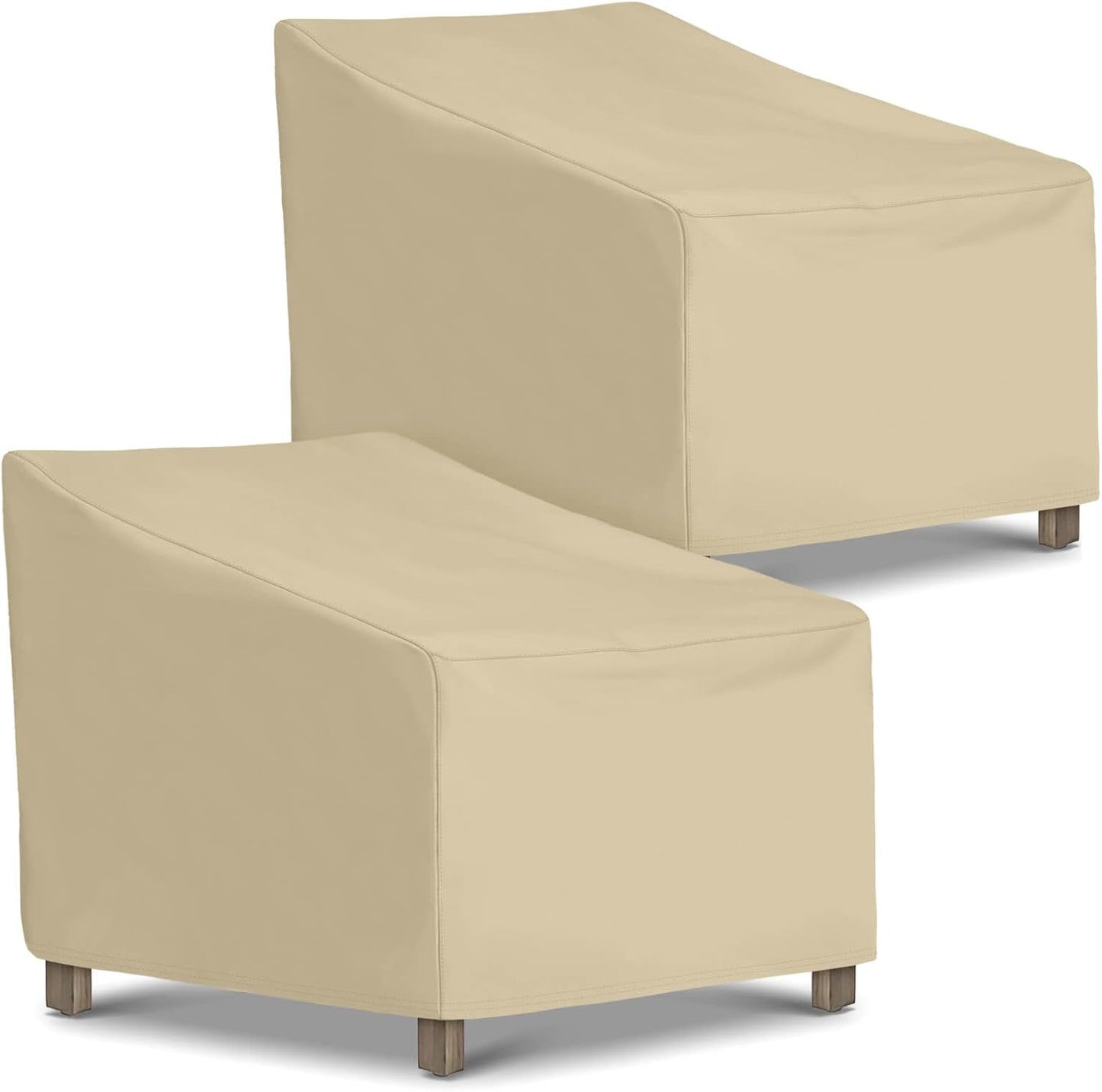 SunPatio Outdoor Chair Covers - Heavy Duty Waterproof Protection for Lounge Chairs | 34" W x 37" D x 36"/25" H, Beige (2 Pack)