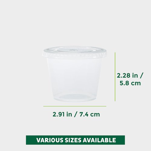 Freshware Portion Cups with Lids - 5.5 Ounce Souffle Cups for Sauces, Snacks, and Dressings | 100 Sets