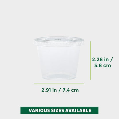 Freshware Portion Cups with Lids - 5.5 Ounce Souffle Cups for Sauces, Snacks, and Dressings | 100 Sets