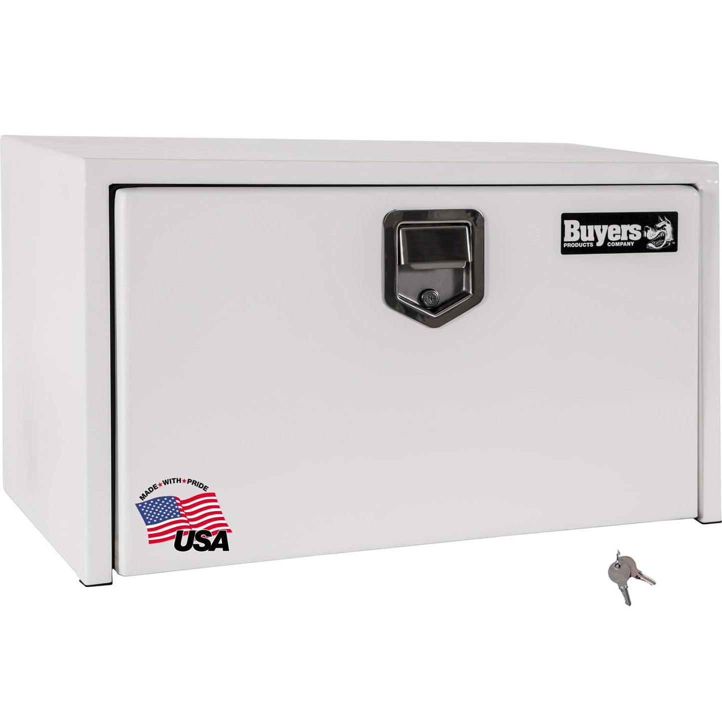 Buyers Products 1702200 Steel Underbody Truck Box with Lockable Paddle Latch, 18x 18x 48 Inch, for Work/ Utility Truck, Truck Storage and Organizer, Made in the USA, White