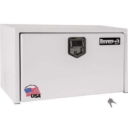 Buyers Products 1702200 Steel Underbody Truck Box with Lockable Paddle Latch, 18x 18x 48 Inch, for Work/ Utility Truck, Truck Storage and Organizer, Made in the USA, White