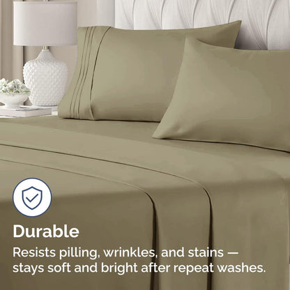 Queen Pillow Cases by [Brand Name] - Ultra Soft Hotel Quality Covers | Wrinkle-Free, Stain-Resistant - 4 Piece Set in Khaki