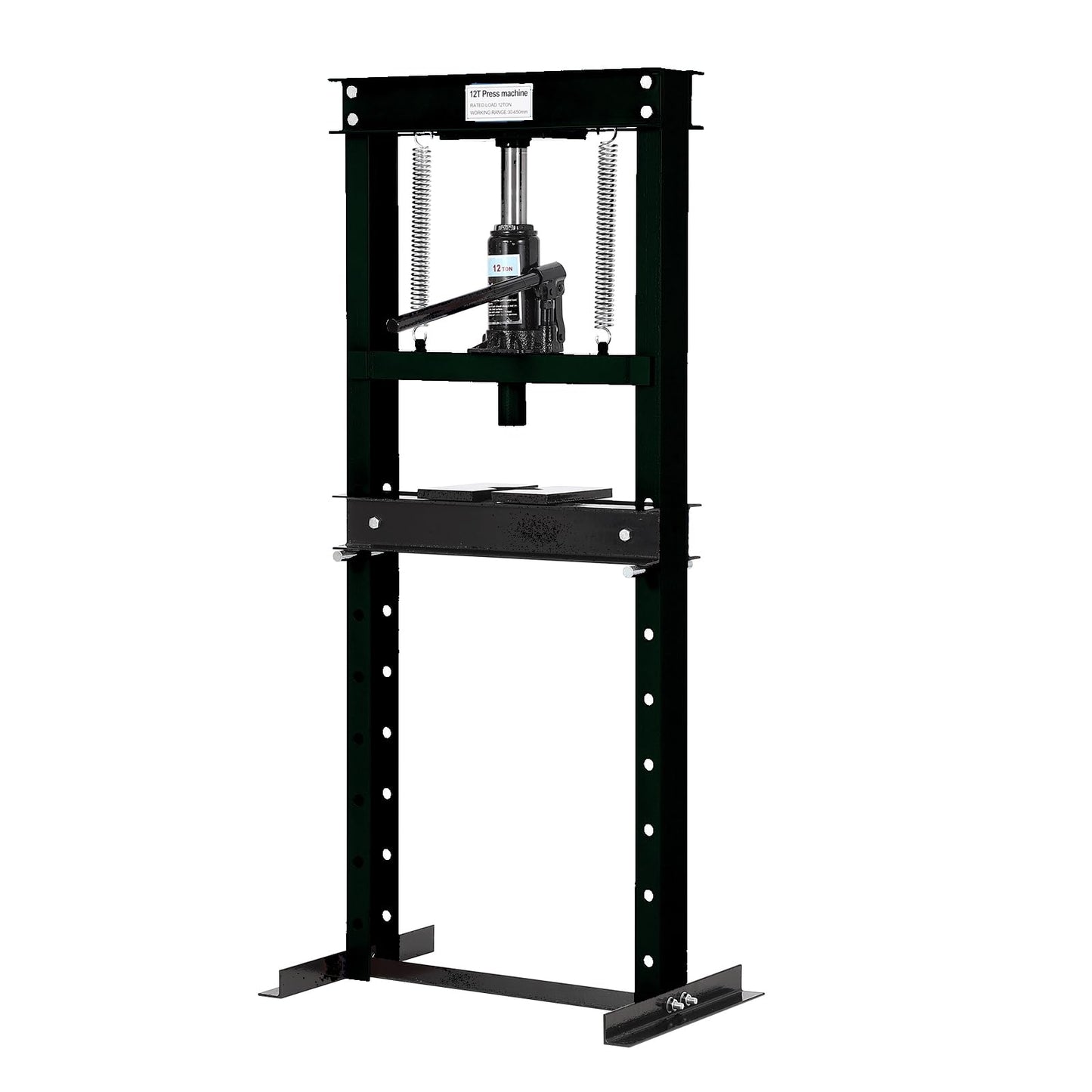 12T Hydraulic Press, Heavy Duty H-Frame Garage Floor Hydraulic Shop Press with Press Plates, Adjustable Working Table Height, for Auto Repair, Black