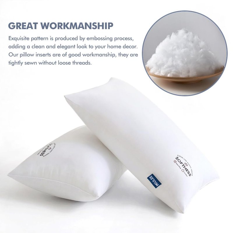 MIULEE 12x20 Throw Pillow Inserts (Set of 2), Rectangle Premium Soft Decorative Pillow Inserts for Sofa Bed Living Room