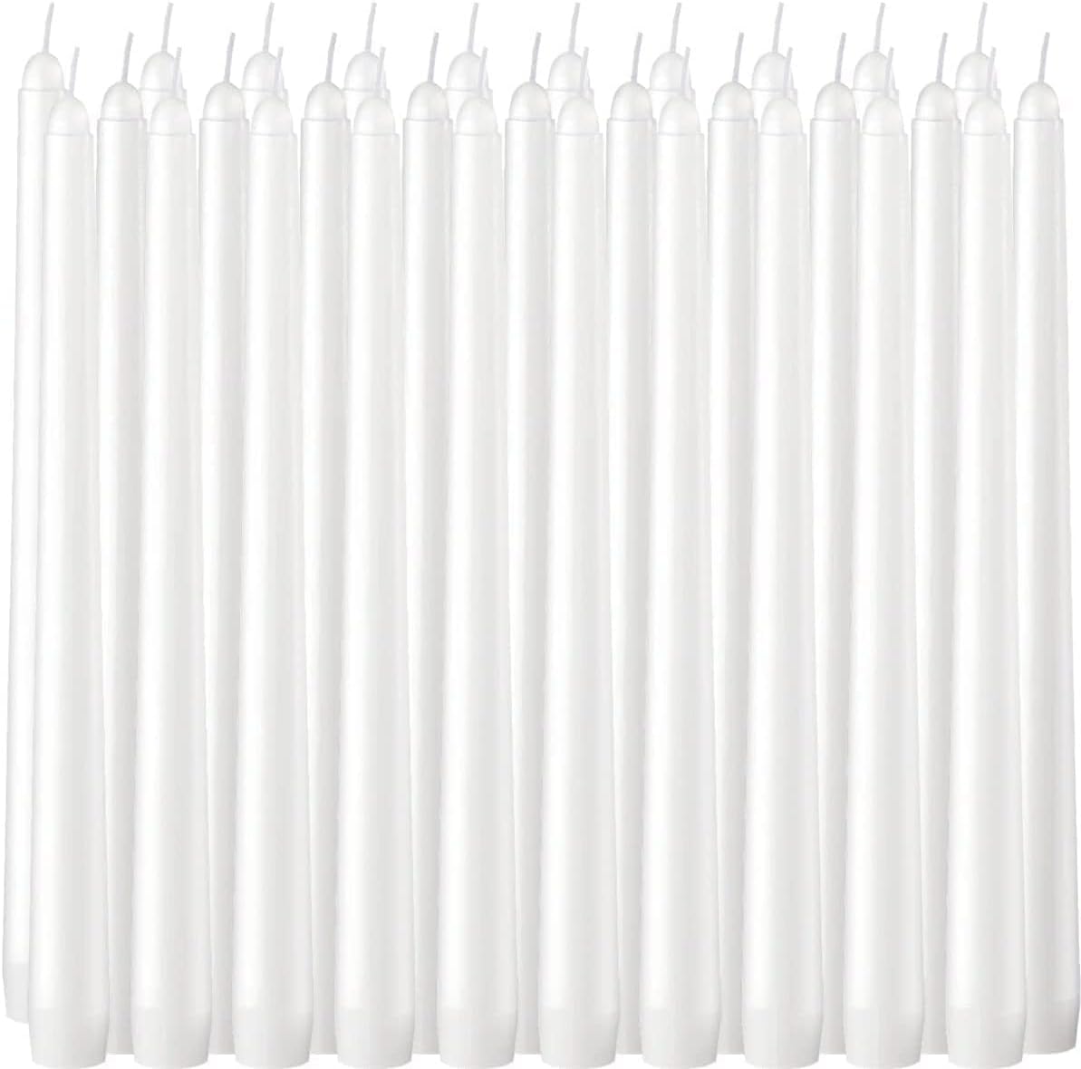 Wfmolcand 30 Pack of 10 Inch White Unscented Taper Candles-8 Hour Long Burning Dripless Table Candles for Wedding, and Home Decoration