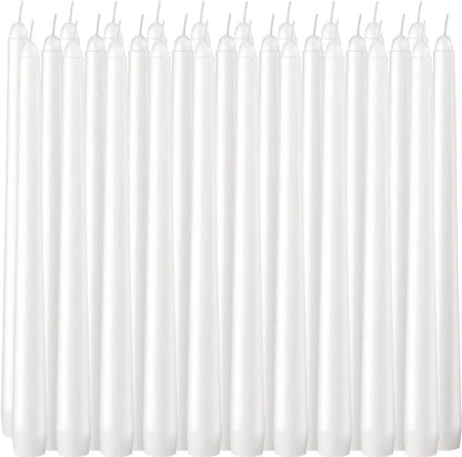 Wfmolcand 30 Pack of 10 Inch White Unscented Taper Candles-8 Hour Long Burning Dripless Table Candles for Wedding, and Home Decoration