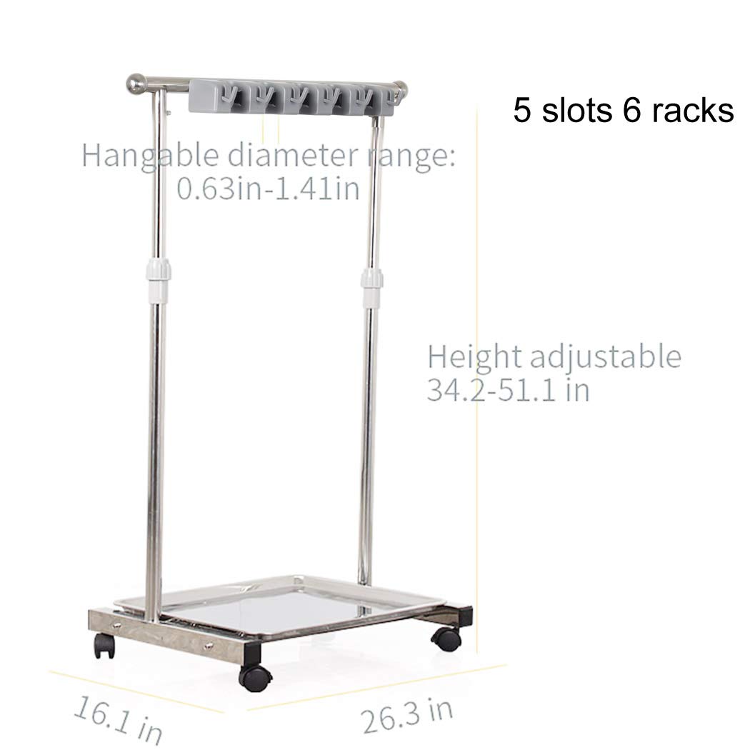 QTJH movable mop broom holder put wet mops floor standing cleaning tool rack stainless for schools, hospitals, factories, hotels, restaurant, etc.