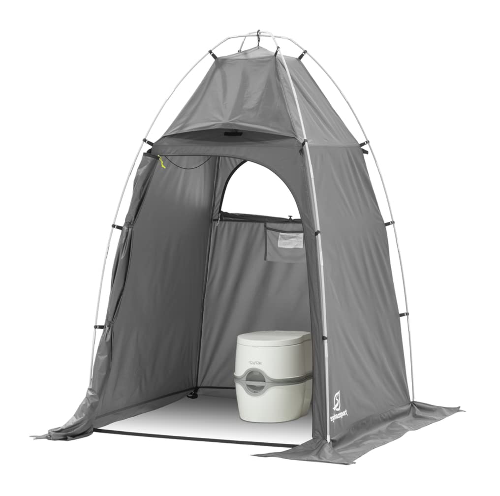 SylvanSport Privy Bivy Privacy Tent - Windproof, Portable Shelter for Camping Toilets & Changing Room - 6′ 8″ of Interior Height - Easy Setup - Pop-Up Pod with Window for Camping, Beach & Tailgates