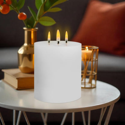 3 Wick White Extra Large Pillar Candle, 6" x 6", Unscented, Dripless, Smokeless, and Clean-Burning. Approx. 120 Hours of Burn Time. Perfect for Weddings, Dinners, Christmas and Home Decor