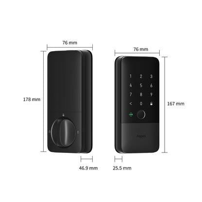 Aqara UWB Smart Lock U400, Matter Over Thread, Apple Home Key, Fingerprint Keyless Entry Deadbolt,Touchscreen Keypad, Rechargeable Battery, Supports HomeKit, Alexa, Google, Home Assistant, Black