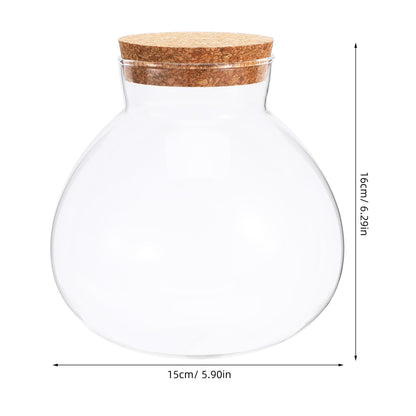 Glass Terrarium Bottle with Cork Lid, Round Jar for Micro Landscape DIY Plant Terrarium Moss Crafts Home Decor Kitchen Storage Container, 5.90X6.29X5.90 Inch