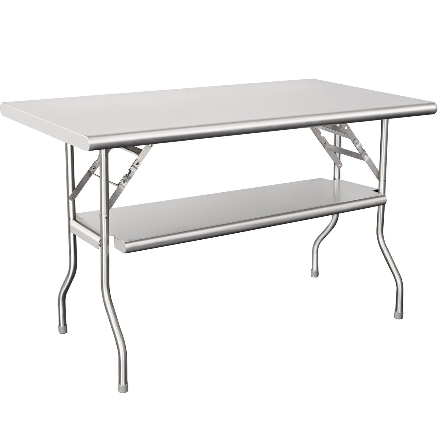 HARDURA Folding Stainless Steel Table 30X48 Inches with Adjustable Undershelf and Legs NSF Commercial Portable Folding Prep Table for Restaurant Kitchen Home and Hotel