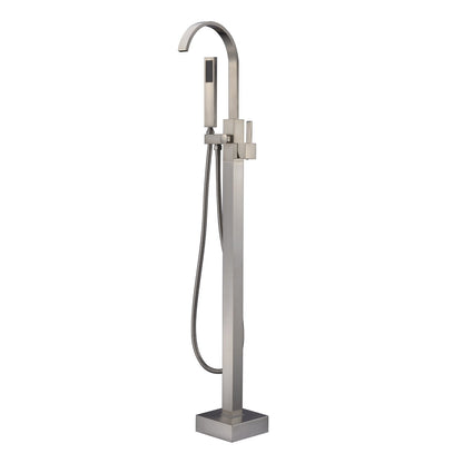Artiqua Freestanding Bathtub Faucet Tub Filler Brushed Nickel Waterfall Floor Mount Faucets Single Handle with Hand Shower