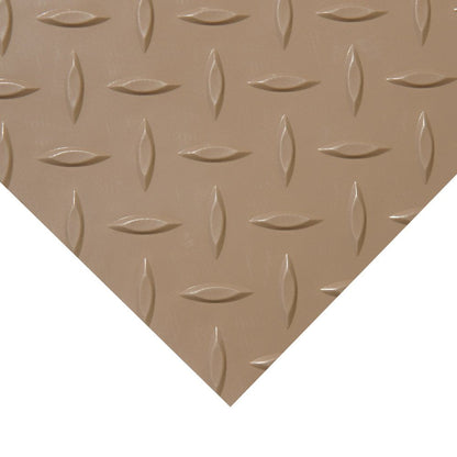 Rubber-Cal Diamond Plate Metallic PVC Flooring, Beige, 2.5mm x 4' x 25', Model: 03-W266-BG-25