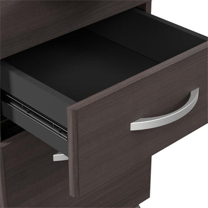 Bush Business Furniture Arrive 60W x 72D L Shaped Reception Desk with Shelf and Mobile File Cabinet in Storm Gray, Modern Receptionist Station for Office Waiting Room