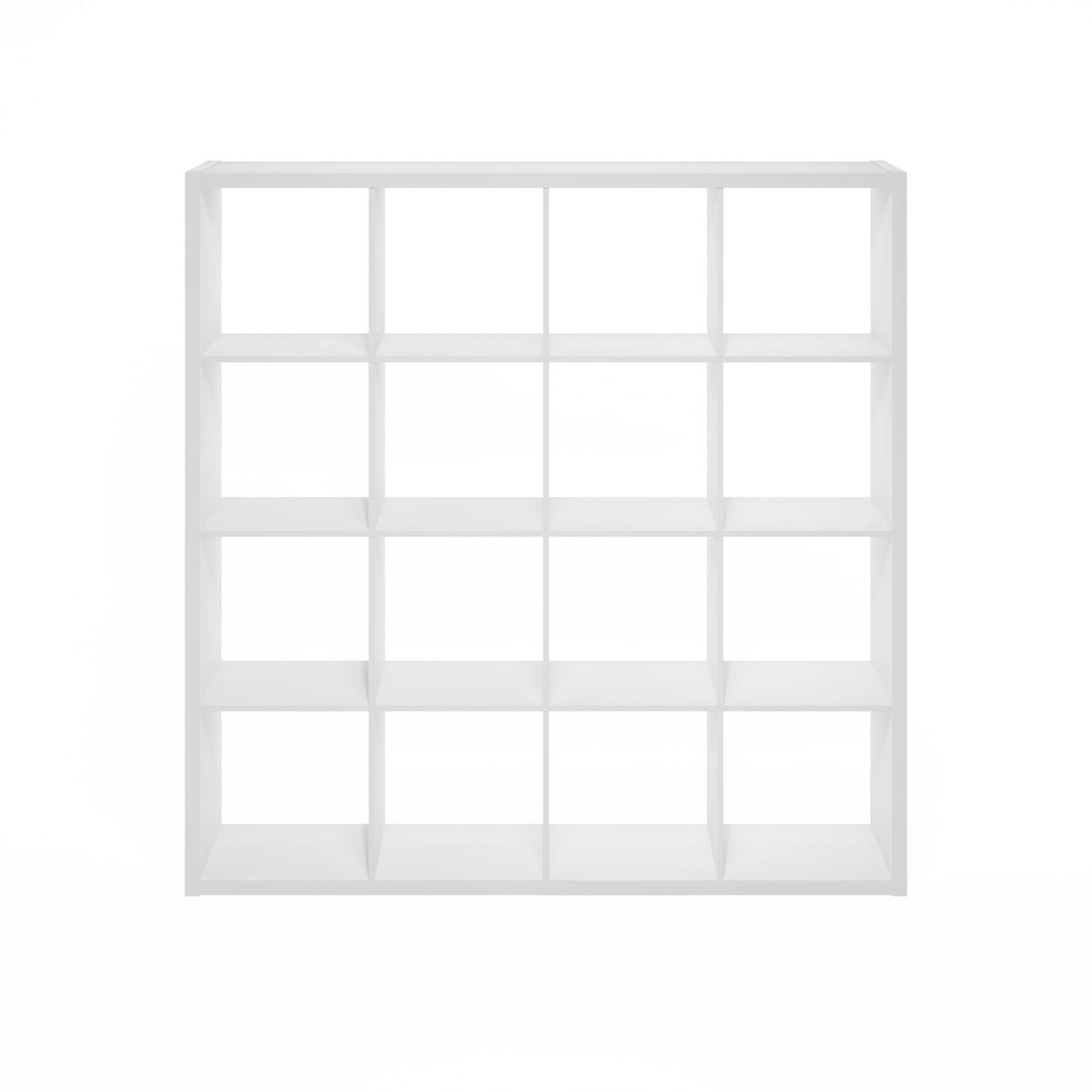 Furinno Cubicle Book Shelf, 16-Cube Bookshelf, Extra Thick Frame Reversible Bookcase with Open Back, 14.6" x 58" x 58", for Living Room, Bedroom, Home Office, White