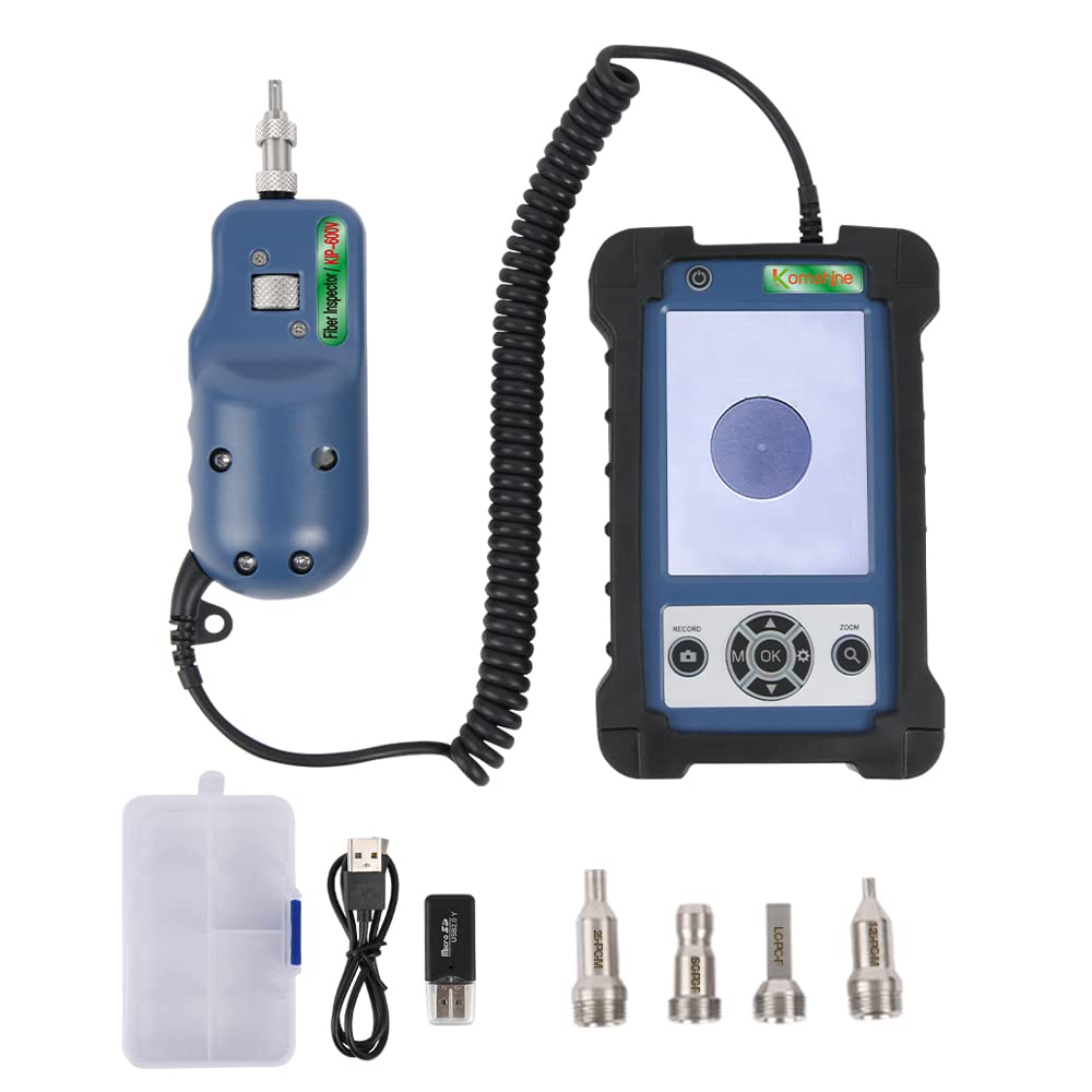 400X Magnification Optic Fiber Inspection Probe Komshine KIC-05D Optical Video Inspection Kit + Cleaner Cleaning Pen SC FC ST 2.5mm/LC 1.25mm + Fiber Cleaning Wipes 600+ Cleanings