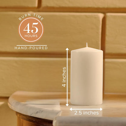Simply Soson Ivory Pillar Candles - Set of 6, 2.5x4 Inch, Emergency & Tall, Unscented Wax Candles