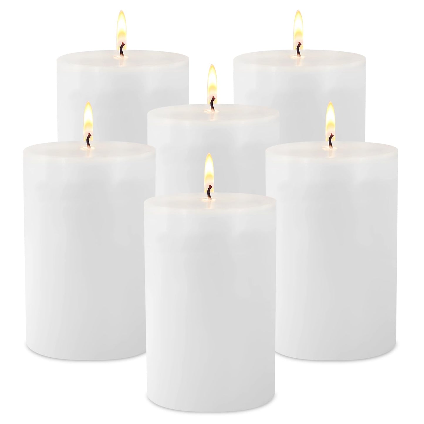 Pillar Candles - 2.75x3.25 inch | 40 Hours Burning, 6 Count - White Unscented Smokeless Premium Chinese Pillar Candles - Perfect for Wedding, Parties, Spas, Home Gatherings and Dinner