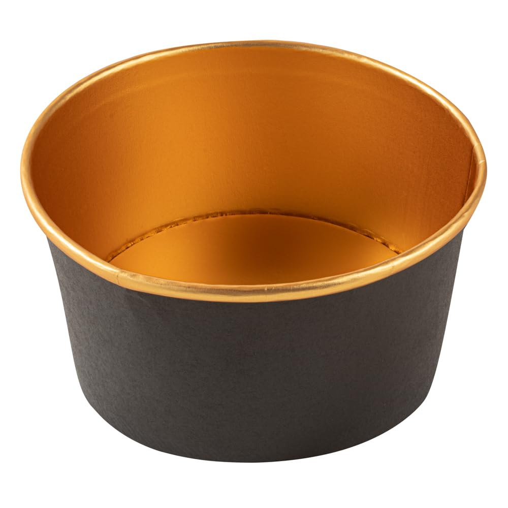 Foil Lux 33.4 OZ Take Out Containers, 200 Insulated Foil Lining Food Containers - Greaseproof, Black And Gold Paper To Go Food Containers, For Hot Or Cold Foods, Lids Sold Separately - Restaurantware