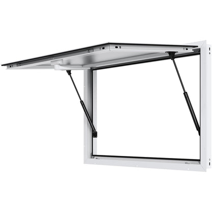 VEVOR Concession Window for Food Truck, 48 x 36 Inch, Silver, Double-Point Fork Lock, Awning Door Up to 85 Degrees, Glass Not Included